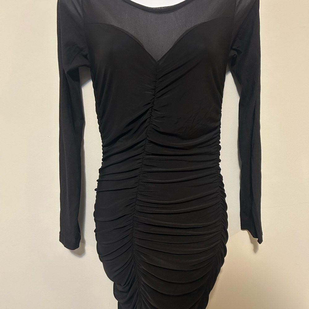 Elegant Black Ruched Dress